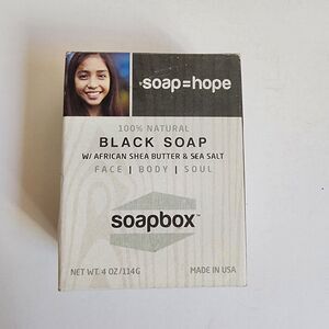 Soapbox Black Soap African Shea Butter Sea Salt Bar Soap Natural Made In USA